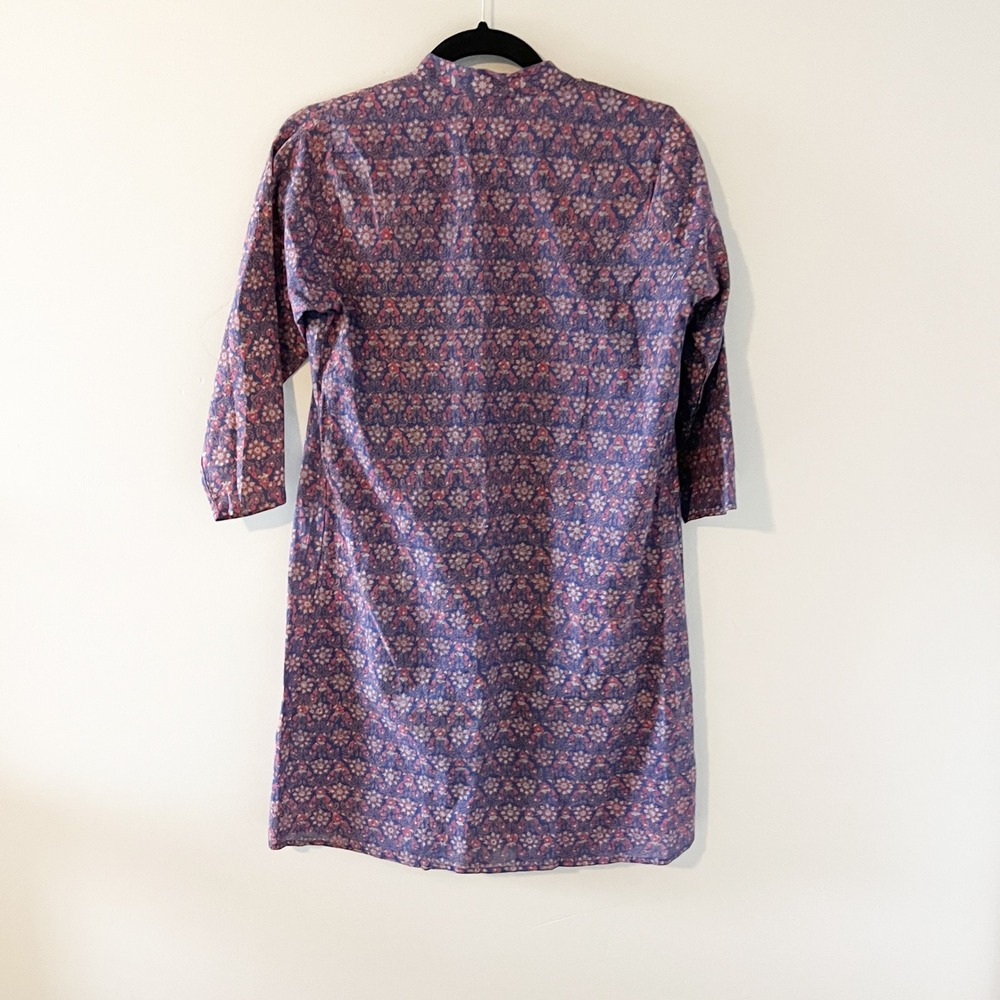 Roberta Roller Rabbit blue red floral mini dress pleated xs - Picture 2 of 10